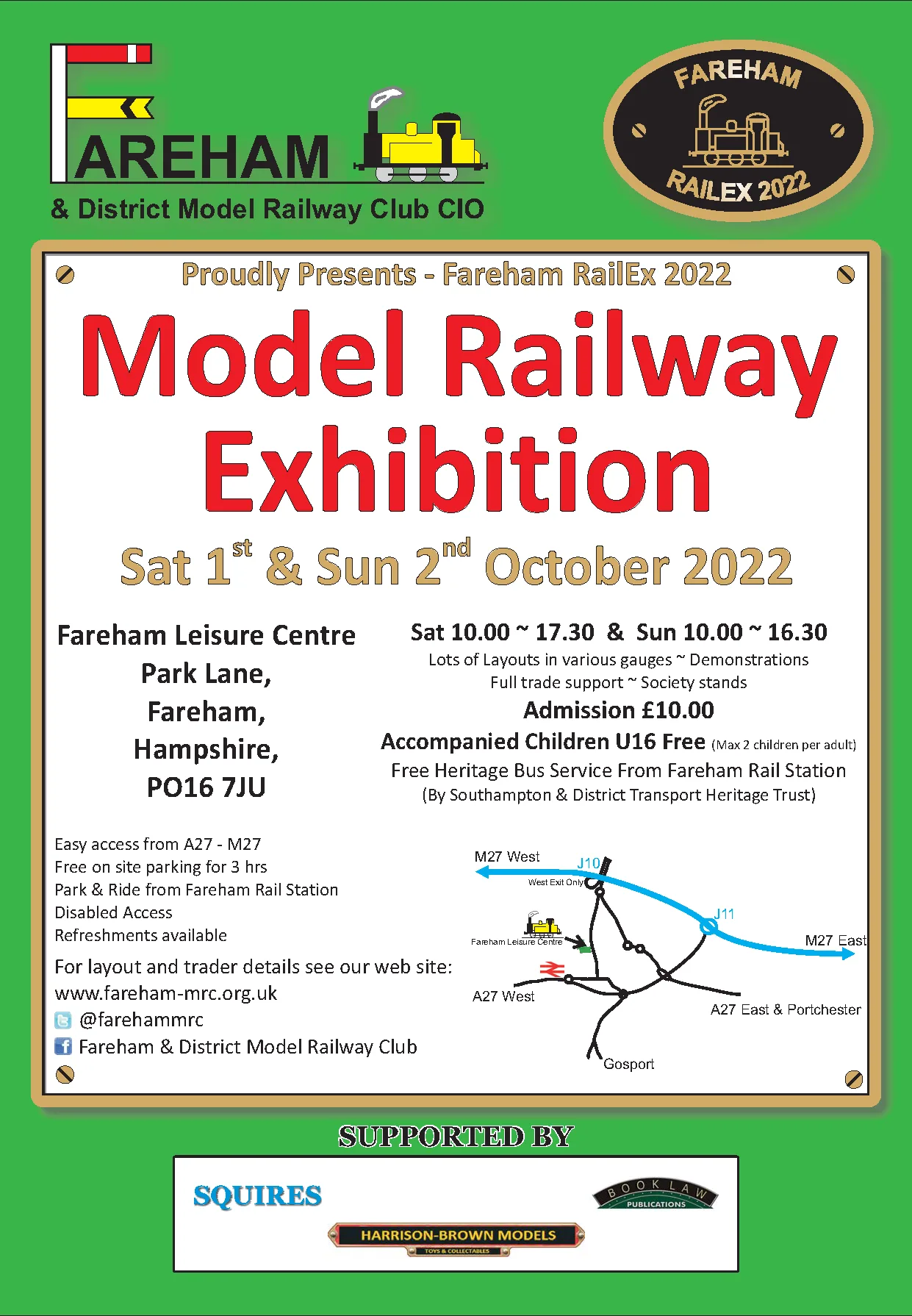 A copy of the flyer from RailEx 2022 which shows location, date and directions on how to get to the event.